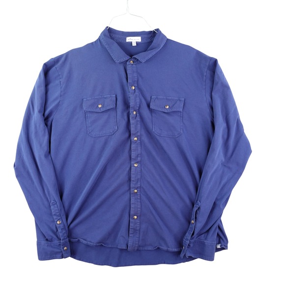 Peter Millar Shirt Mens XXL 2XL Blue Pearl Snap Western Pima Cotton Long Sleeve - Picture 1 of 9